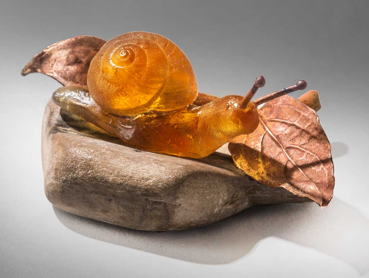 glass sculpture: orange snail
