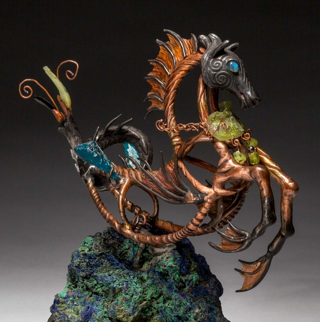 metal sculpture: neptune 3/4 view