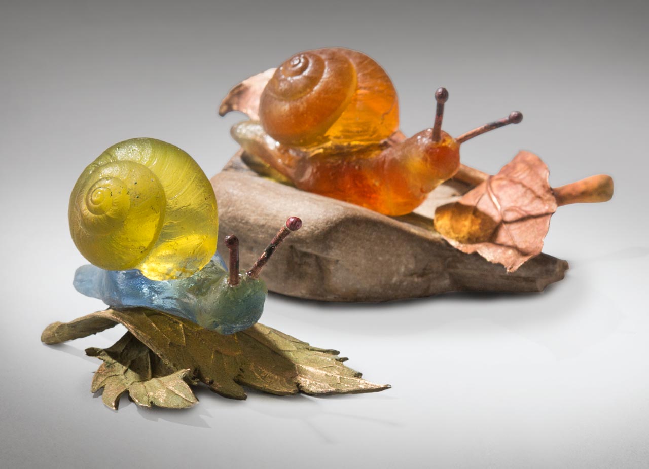 glass sculpture: snails
