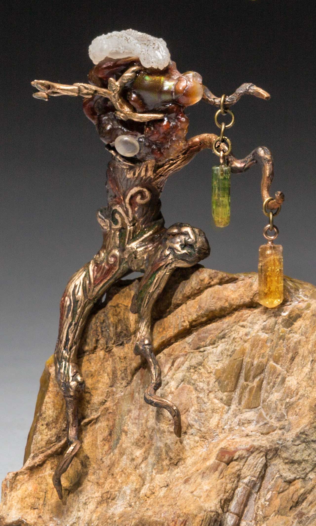 metal sculpture: forest spirit close up